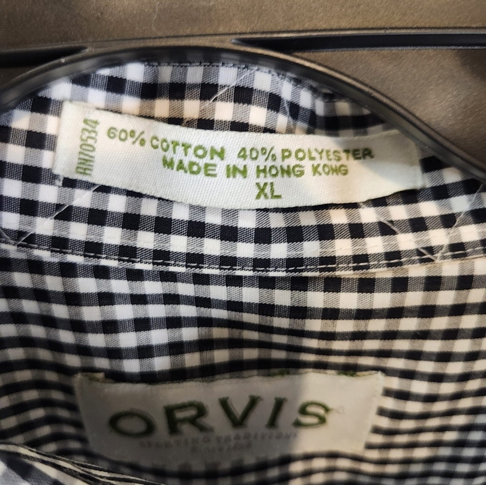 Orvis Men's Black And White Micro Plaid Button Down Casual Shirt Size XL NWOT - Picture 7 of 7
